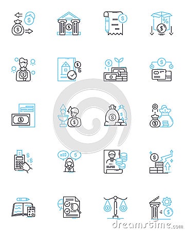 Equity trading linear icons set. Stocks, Trading, Market, Investments, Portfolio, Assets, Risk line vector and concept Vector Illustration