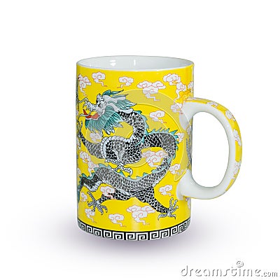 Eramic chinese dragon pattern tea mug Stock Photo