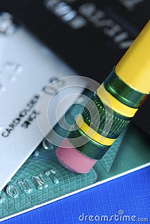 Erase the debt on the credit cards Stock Photo