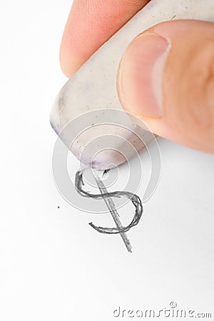 Erase dollar sign Stock Photo