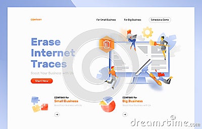 Erase Internet Traces Web Page Header Vector Illustration