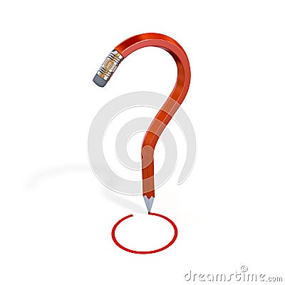 Eraser pencil bend into question mark Stock Photo