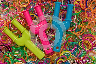 Erasers for braiding bracelets. Stock Photo