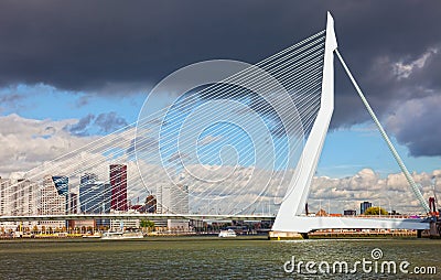 Erasma Bridge to Rotterdam, Nideranda Editorial Stock Photo