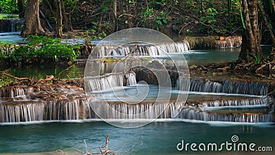 Erawan`s Waterfal, Located Kanchanaburi Province Stock Photo