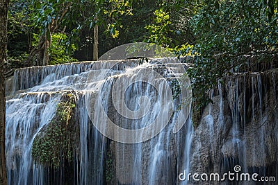 Erawan water falls in Kanchanaburi Province Thailand Stock Photo