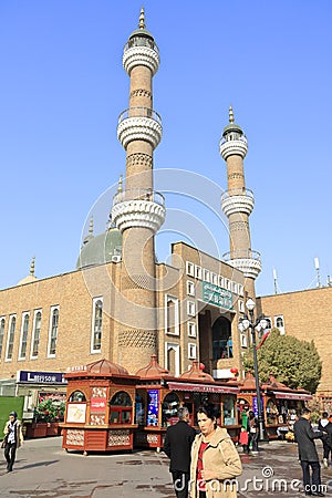 The Erdaoqiao Mosque in Urumqi Grand Bazaar, adobe rgb Editorial Stock Photo