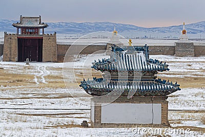 The Erdene Zuu Monastery during winter Editorial Stock Photo