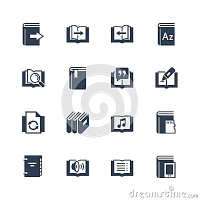 Ereader interface related icon set Vector Illustration