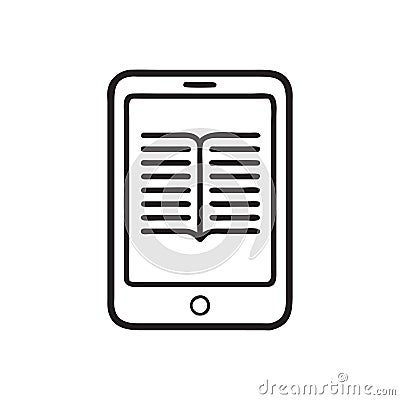 Ereader Tablet with Open Book Illustration Vector for Digital Library Concepts Cartoon Illustration