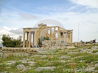 The Erechtheion Ancient Ionic Greek Temple on the Acropolis of Athens, Greece Stock Photo