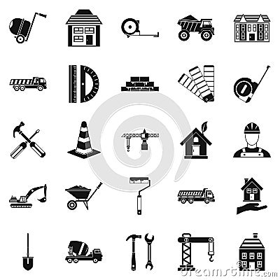 Erection icons set, simple style Vector Illustration