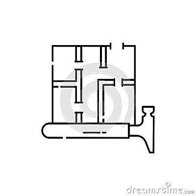 Erection partitions at home color line icon. Pictogram for web page, mobile app Vector Illustration
