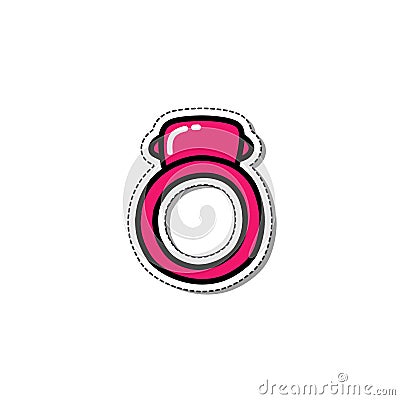 Erection ring sex toy doodle sticker icon, vector color line illustration Vector Illustration