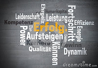 Erfolg Karriere Ehrgeiz (in german success career ambition) word Stock Photo