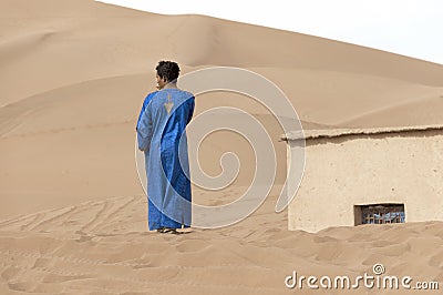 ERG CHIGAGA, MOROCCO SAHARA - OCTOBER 20 2020: Touareg in Sahara Desert, Africa Editorial Stock Photo