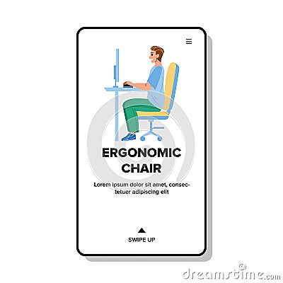 Ergonomic Chair For Correct Healthy Posture Vector Vector Illustration