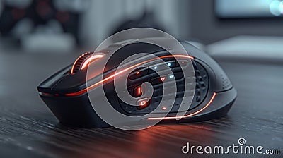tech gadgets design, ergonomic mouse with neatly arranged buttons and features boosts productivity and reduces wrist Stock Photo