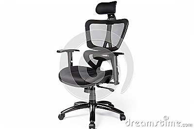 ergonomic office chair with adjustable height and tilt, plus armrests and back support Stock Photo