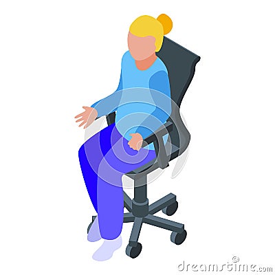 Ergonomic office chair icon, isometric style Vector Illustration