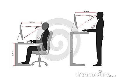 Ergonomics at workplace Black and White Stock Photo