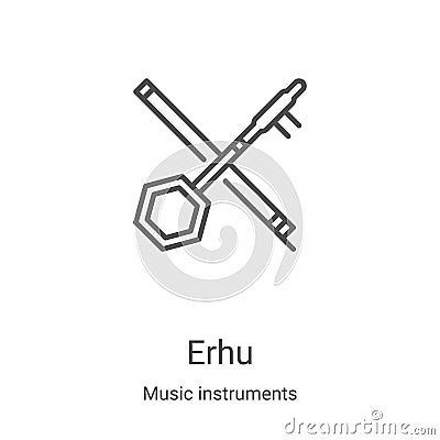 erhu icon vector from music instruments collection. Thin line erhu outline icon vector illustration. Linear symbol for use on web Vector Illustration
