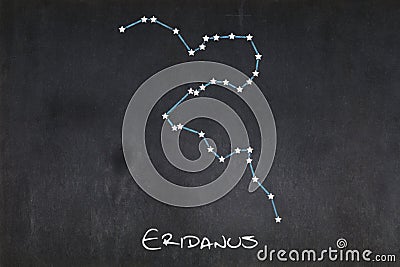 Eridanus constellation drawn on a blackboard Stock Photo