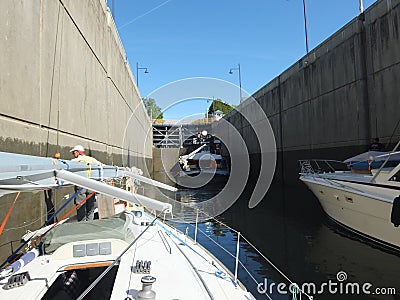 In the lock Erie Canal Stock Photo