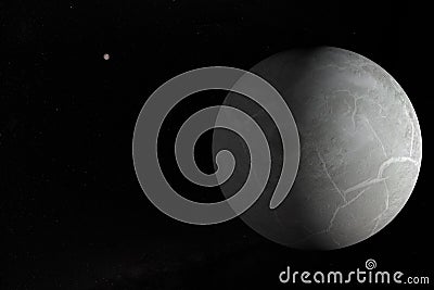 Eris, transneptunian dwarf planet, rotating. 3d render Stock Photo