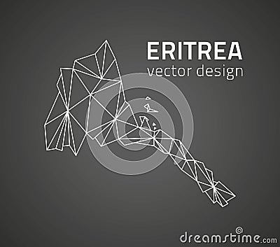 Eritrea black vector outline polygonal triangle map Vector Illustration