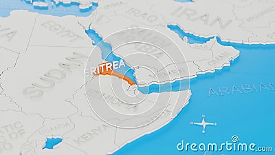 Eritrea highlighted on a white simplified 3D world map. Digital 3D render Stock Photo