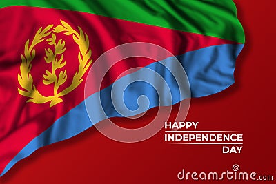 Eritrea independence day greetings card with flag Cartoon Illustration