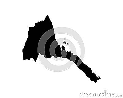 Eritrea Map. Eritrean Country Map. Black and White National Nation Outline Geography Border Boundary Shape Territory Vector Illust Vector Illustration