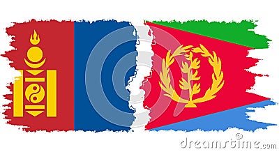 Eritrea and Mongolia grunge flags connection vector Vector Illustration