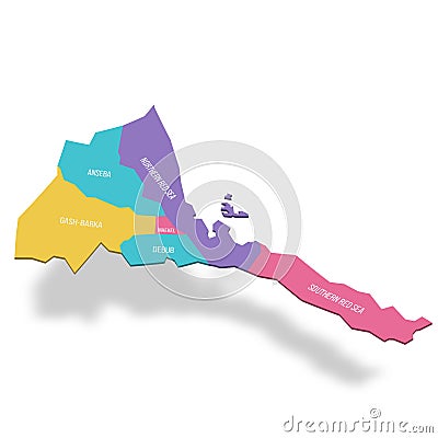 Eritrea political map of administrative divisions Stock Photo