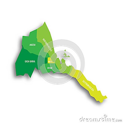 Eritrea political map of administrative divisions Vector Illustration