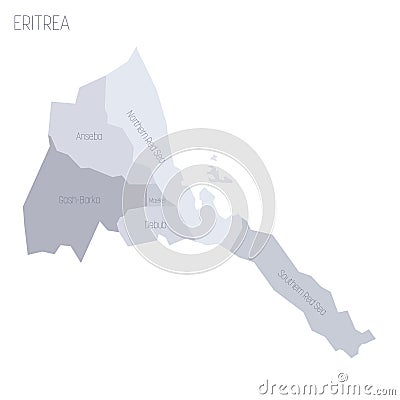 Eritrea political map of administrative divisions Vector Illustration
