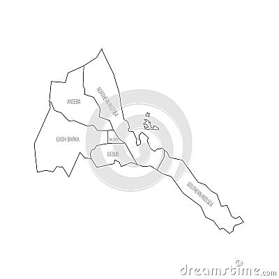 Eritrea political map of administrative divisions Vector Illustration