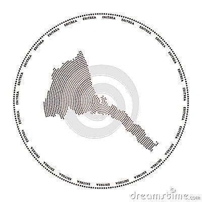 Eritrea round logo. Digital style shape of Eritrea in dotted circle with country name Vector Illustration