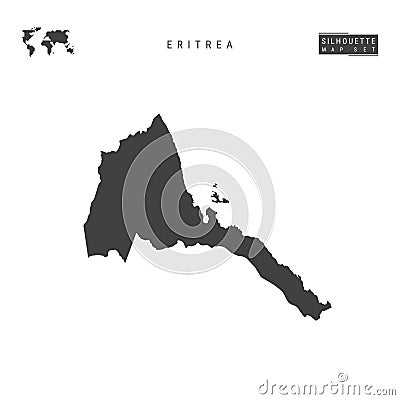 Eritrea Vector Map Isolated on White Background. High-Detailed Black Silhouette Map of Eritrea Stock Photo