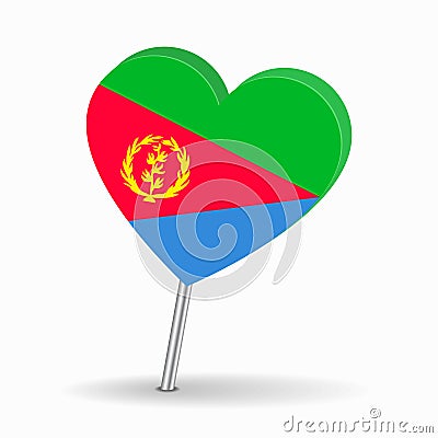 Eritrean flag heart-shaped map pointer layout. Vector illustration. Vector Illustration