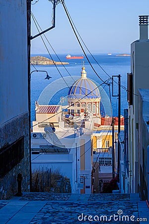 Ermoupoli Church of Agios Nikolaos Stock Photo