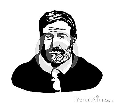 Ernest Hemingway.Vector portrait of Ernest Hemingway Vector Illustration