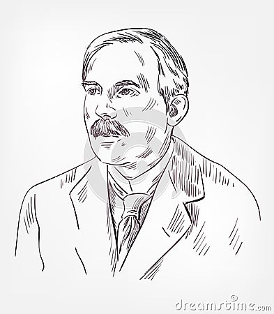 Ernest Rutherford vector sketch portrait isolated Editorial Stock Photo