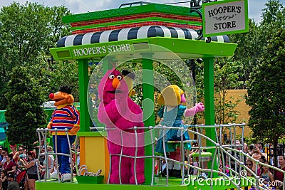 Ernie and Telly Monster on Sesame Street Parade at Seaworld in International Drive area. Editorial Stock Photo