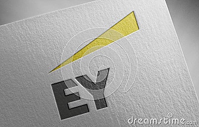 Ernst-young-ey_1 on paper texture Editorial Stock Photo