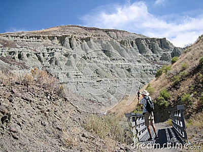 Trail into the Blue Basin Formation - John Day Fossil Beds Oregon Stock Photo