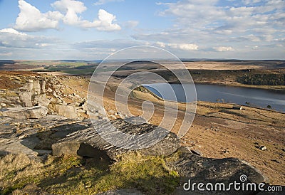 Eroded boulders on yorkshire moorland Stock Photo