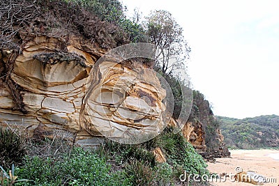 Eroded Cliff Face Showing Weathered Geology Stock Photo