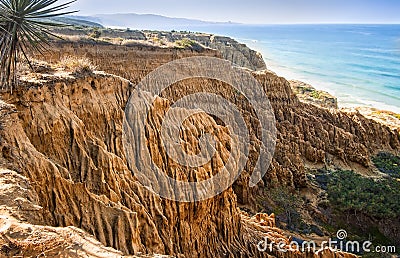 Eroded Cliffs, Ocean, San Diego, California Stock Photo